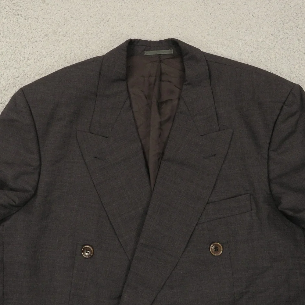 Hugo Boss Blazer 44L Cerruti Super 100s Charcoal 6 Button Double Breasted Coat